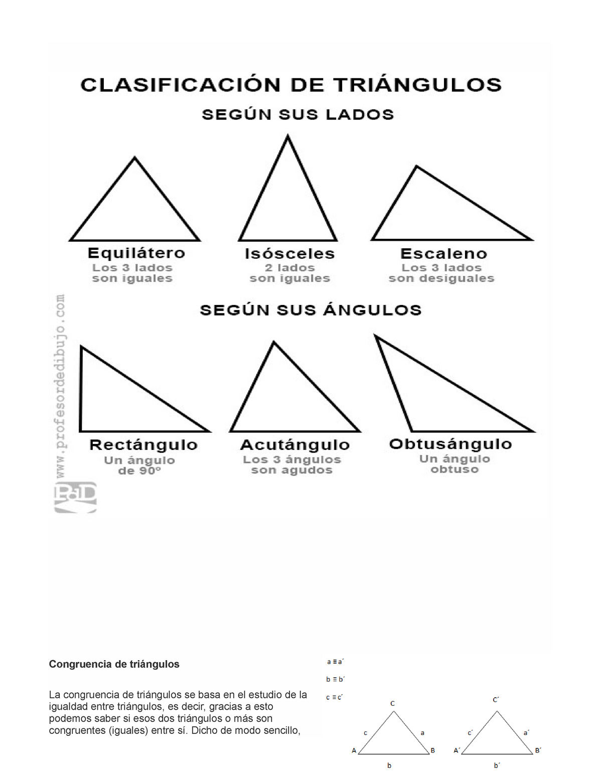 Congruência de triângulo - C ongruê ncia de triângulos Definiçã o: Um  triângulo é congruente a outro - Studocu