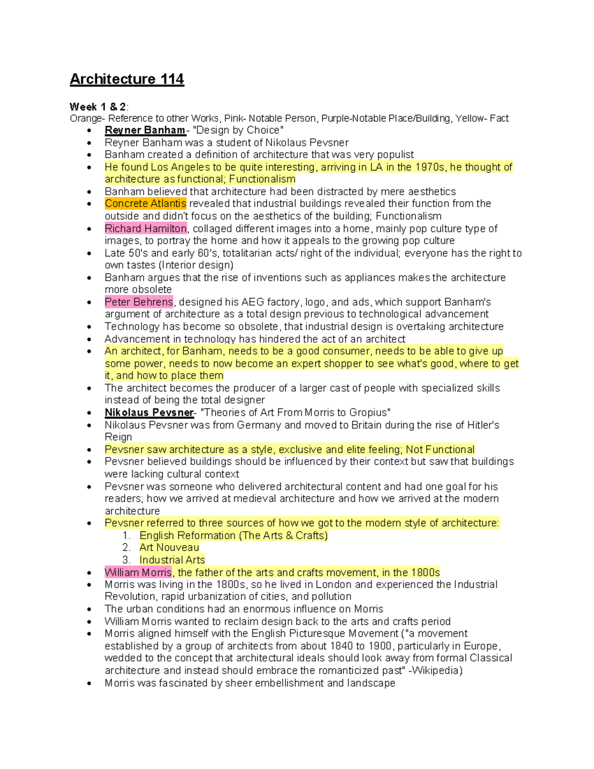 114 Lecture Notes - Architecture 114 Week 1 & 2 : Orange- Reference t o ...
