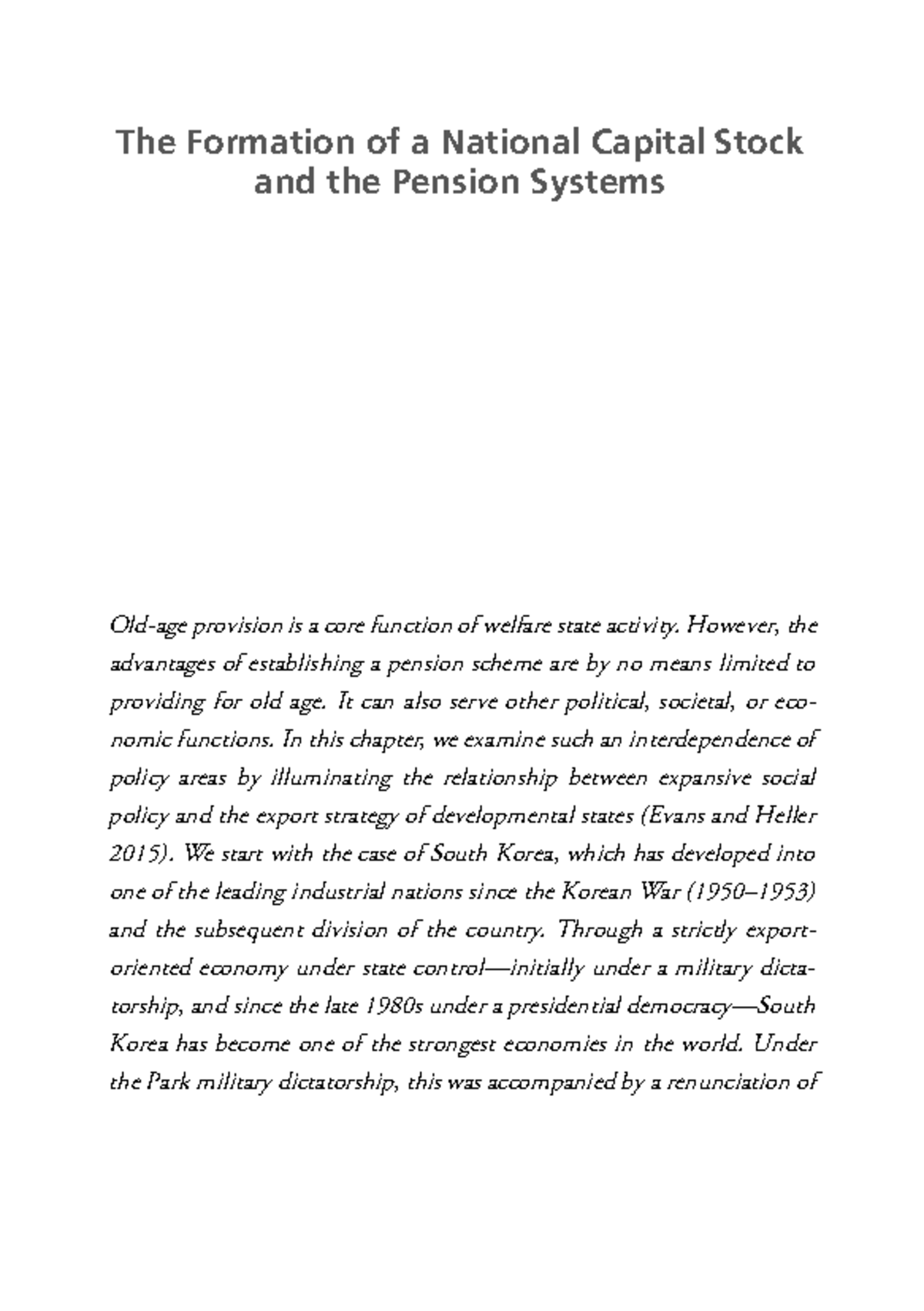 The Formation of a National Capital Stock and the Pension Systems - The ...
