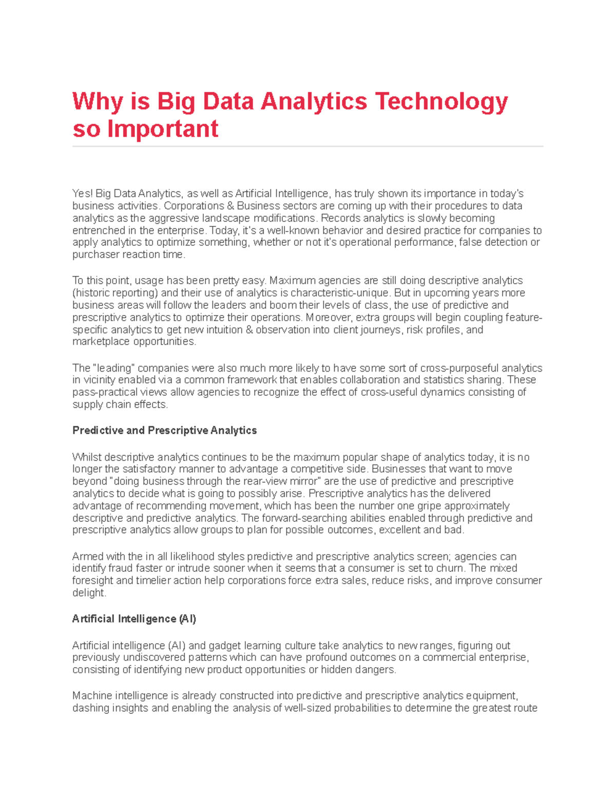 9.0 Why is Big Data Analytics Technology so Important - Why is Big Data ...