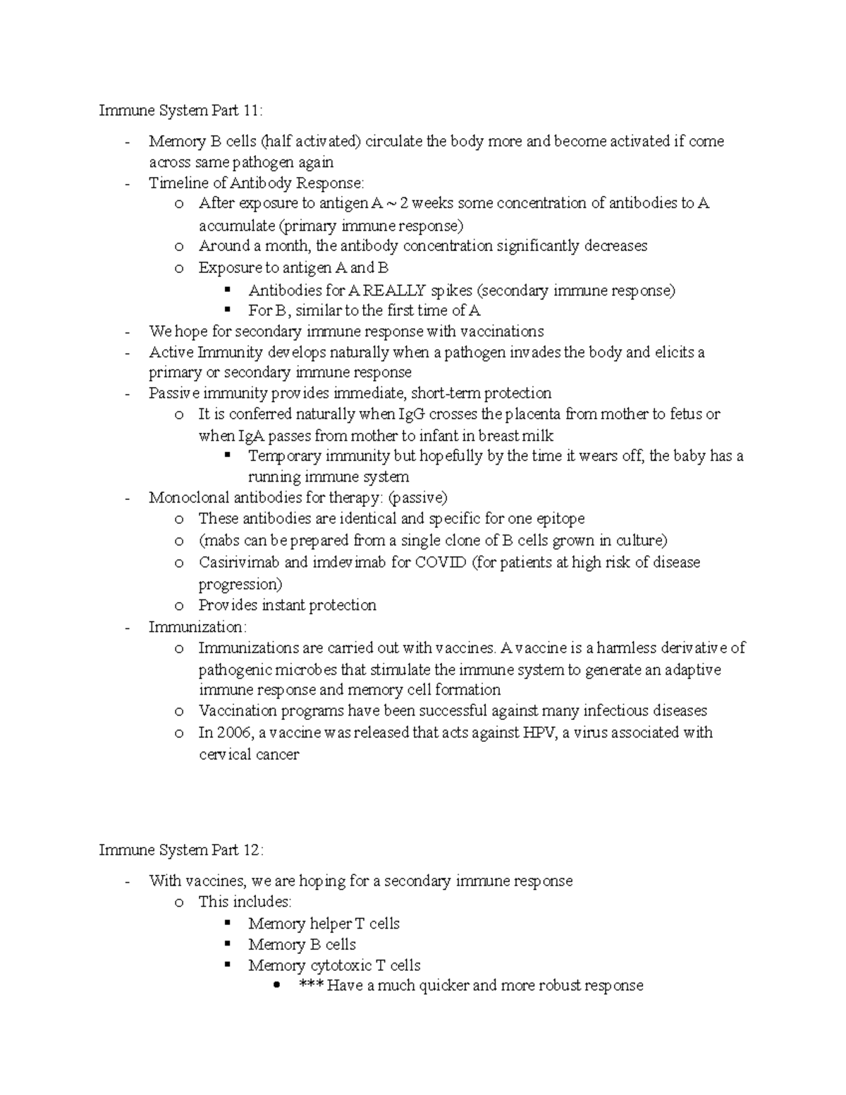 Immune System Part 11 and 12 notes - Immune System Part 11: Memory B ...