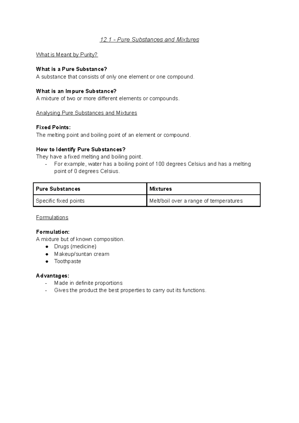 Chemical Analysis - Chemistry Unit 12 - 12 - Pure Substances and ...