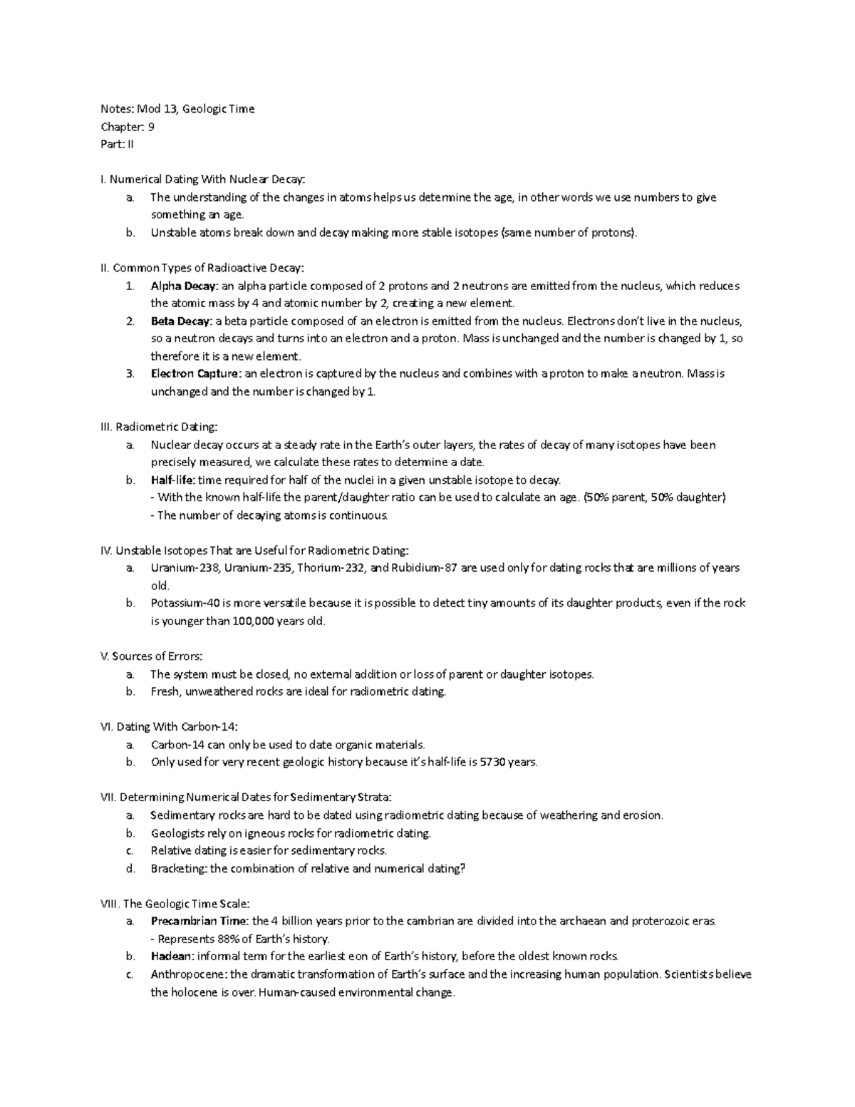 Geology 102 Lecture 13 or Module 13 Notes - Notes: Mod 13, Geologic ...