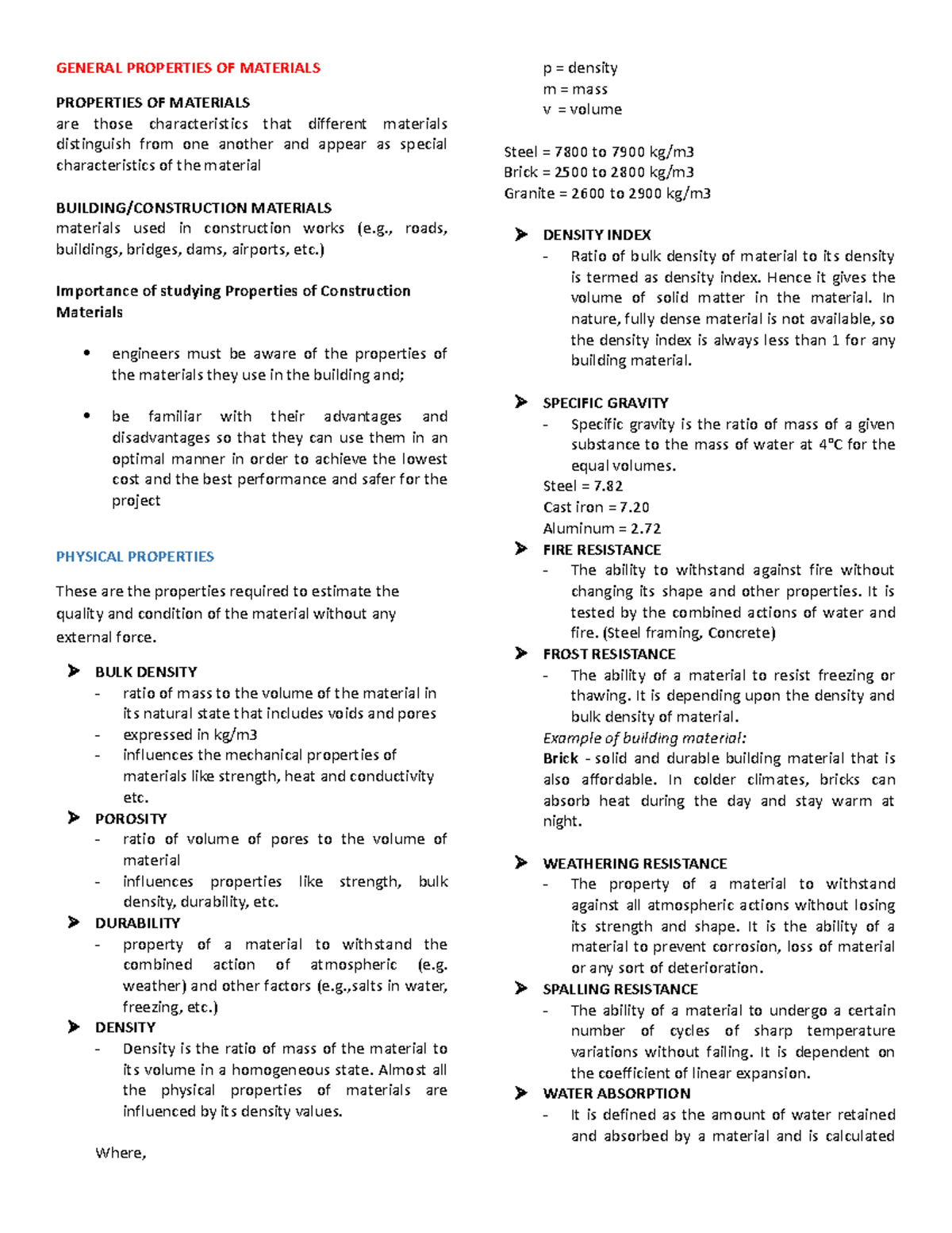 General Properties OF Materials GENERAL PROPERTIES OF MATERIALS