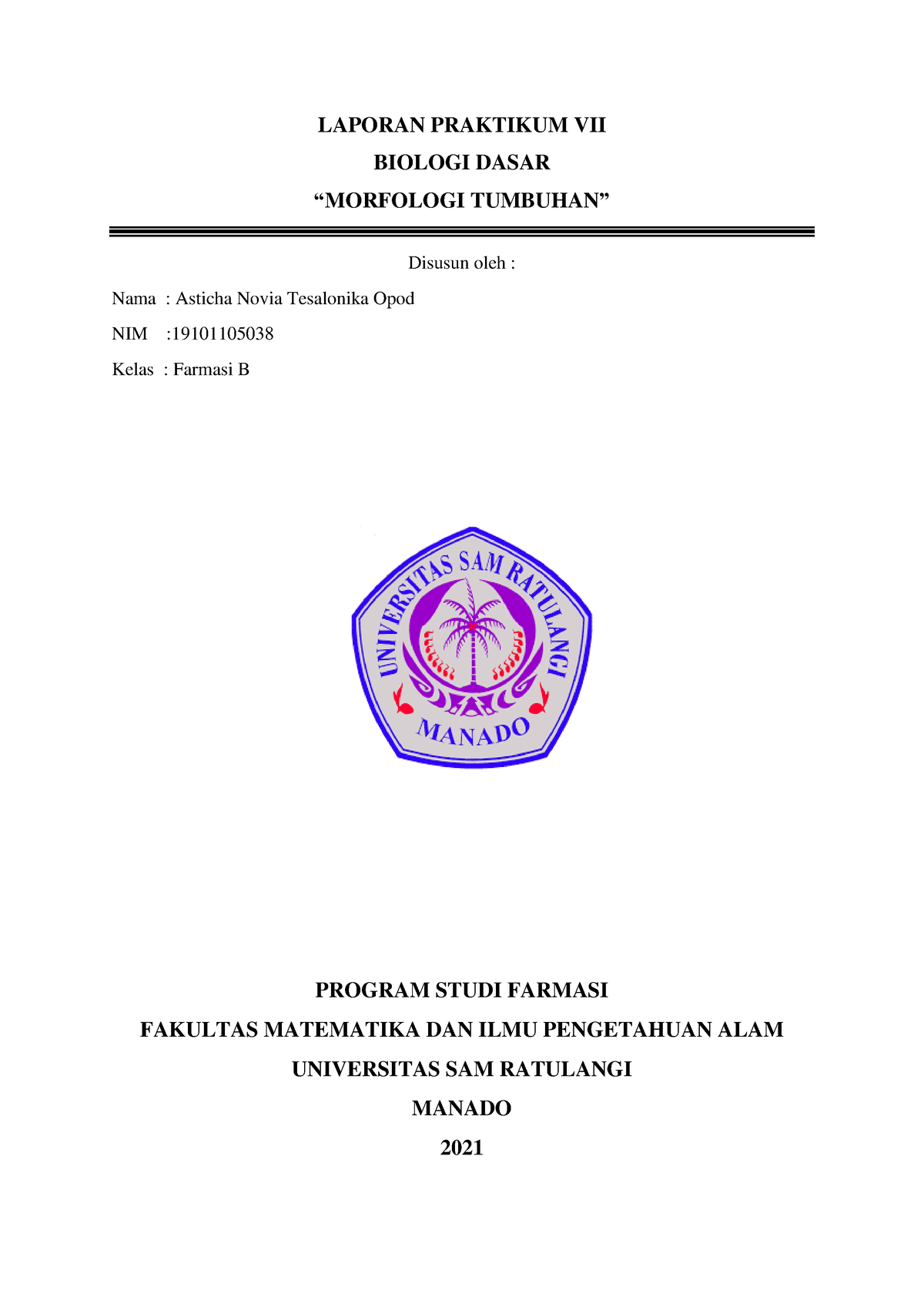 Laporan Praktikum Biodas 7 Laporan Praktikum Vii Biologi Dasar “morfologi Tumbuhan” Disusun 5016