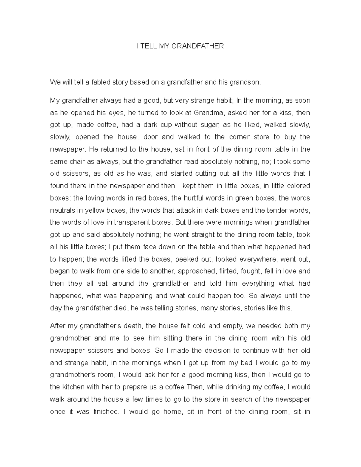 narrative essay about grandfather