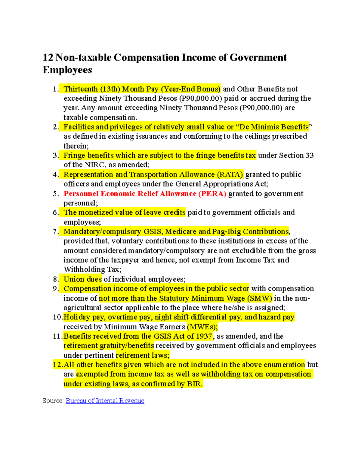 How To Compute Non Taxable Compensation Income