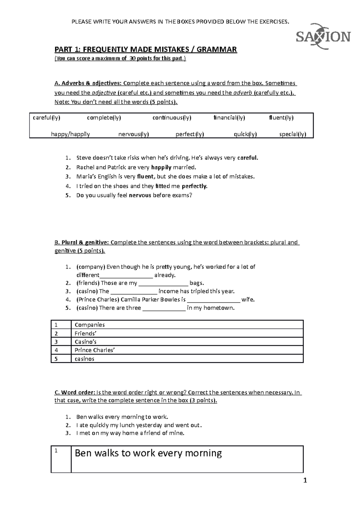 Proef/oefen Tentamen 16 Mei 2015, Vragen En Antwoorden - PART 1: FREQUENTLY MADE MISTAKES ...