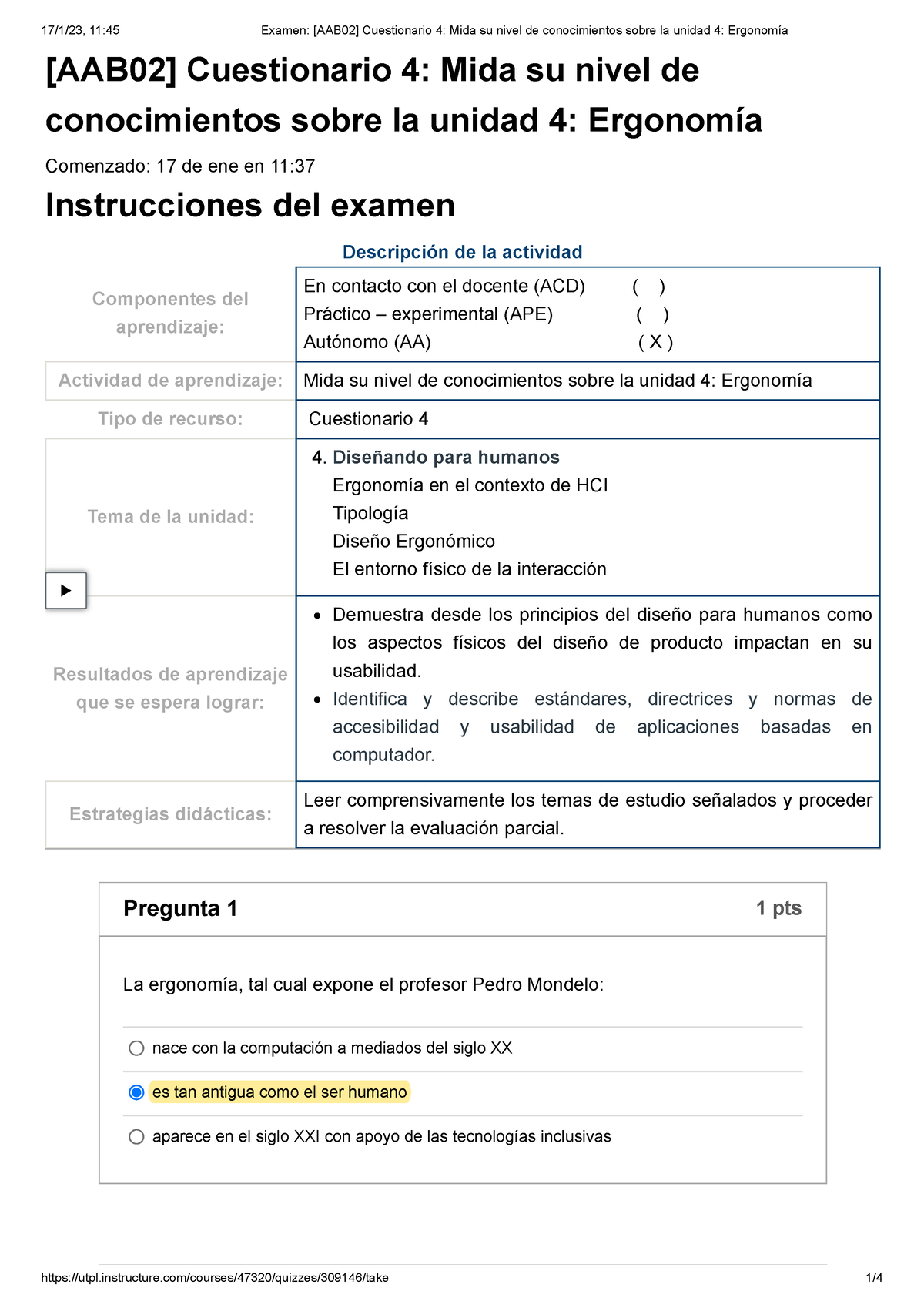 Examen AAB02 Cuestionario 4 Mida Su Nivel De Conocimientos Sobre ...