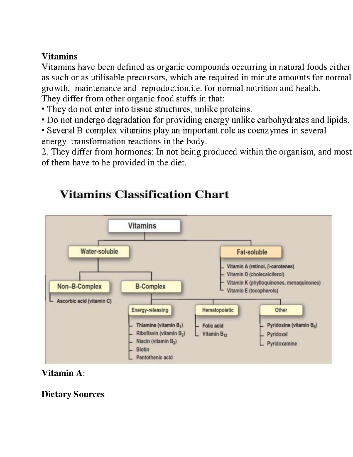Vitamins - Vitamins Vitamins have been defined as organic compounds ...