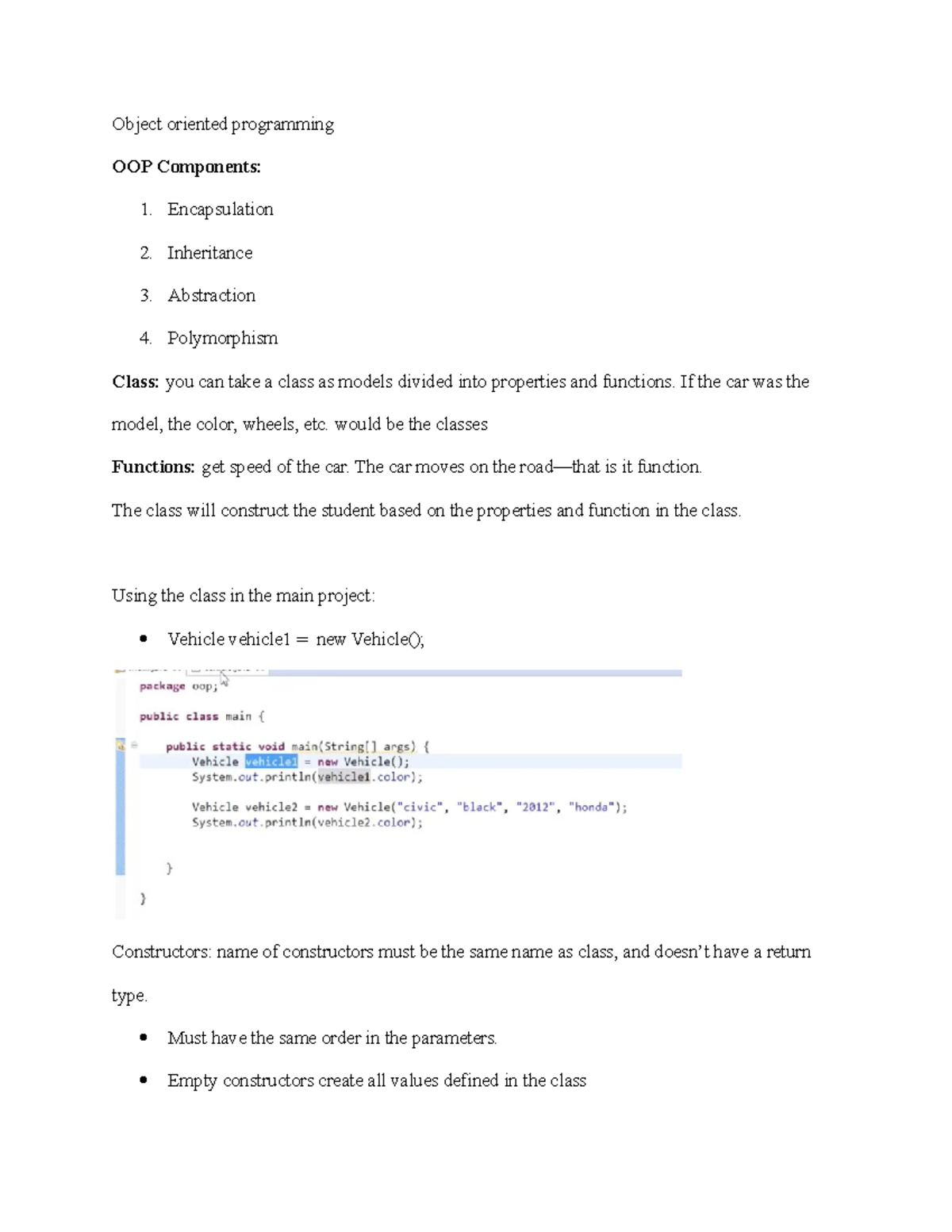 Object oriented programming - Encapsulation 2. Inheritance 3 ...