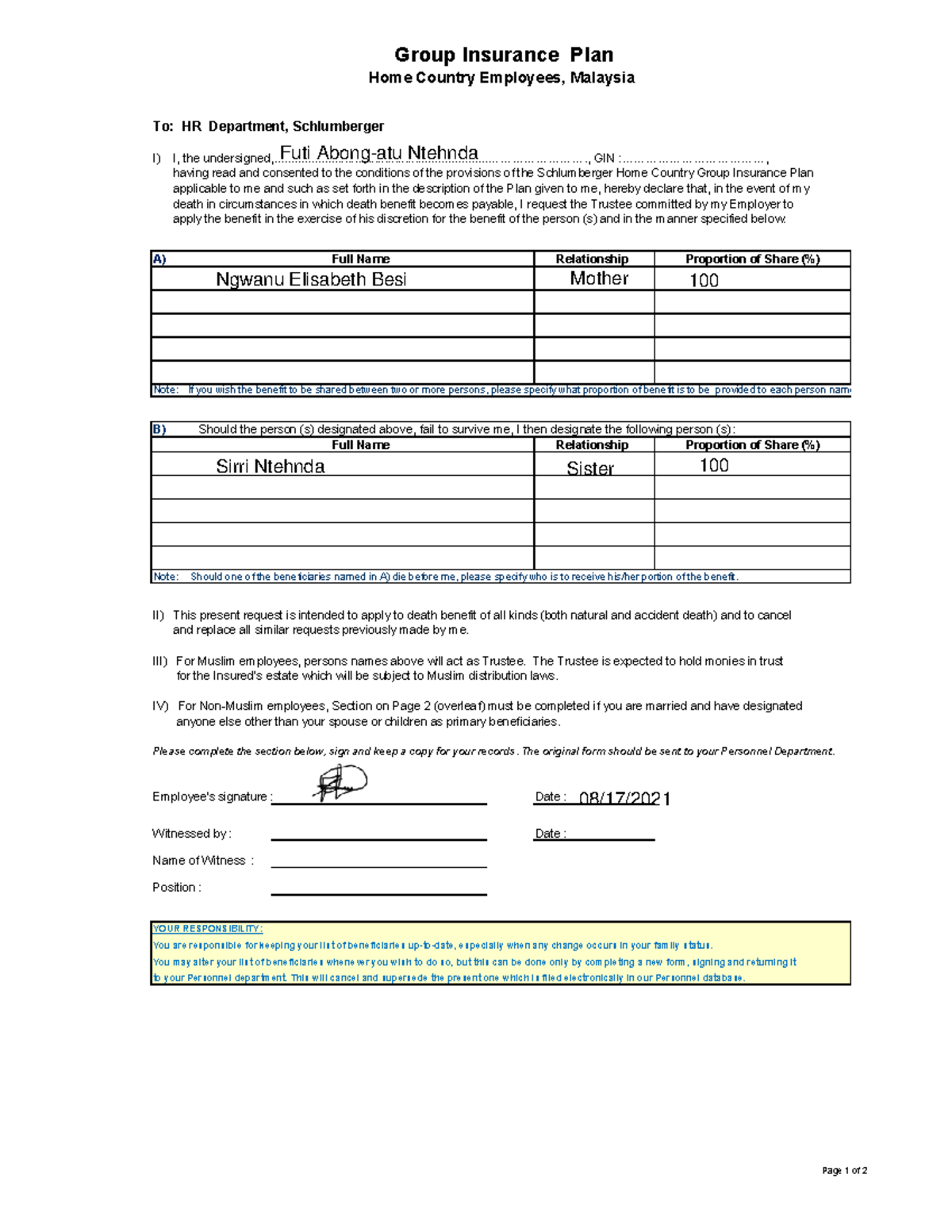 3. DOB Home Country Insurance plan-signed - To: HR Department ...