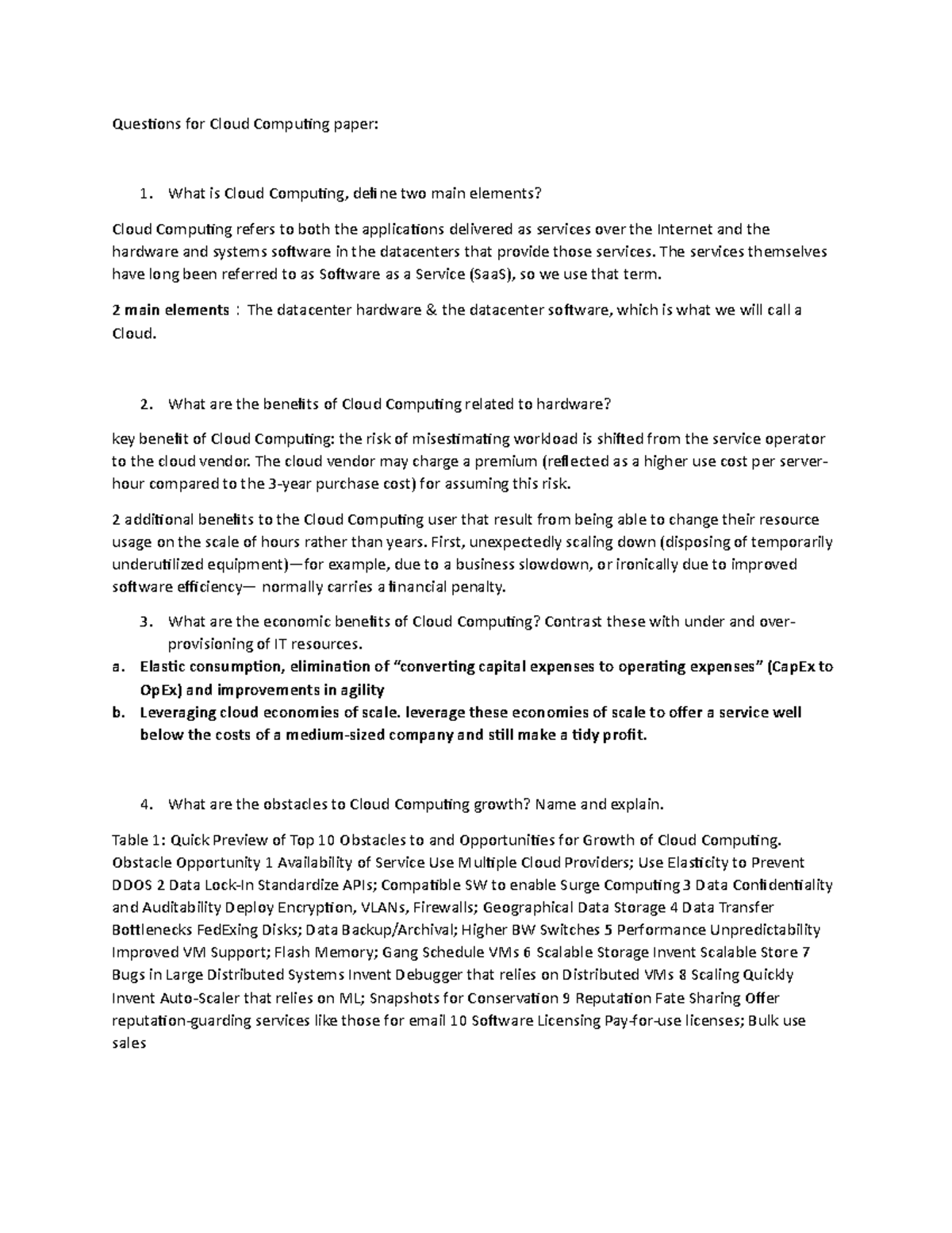 6. Questions for Cloud Computing paper - Questions for Cloud Computing ...