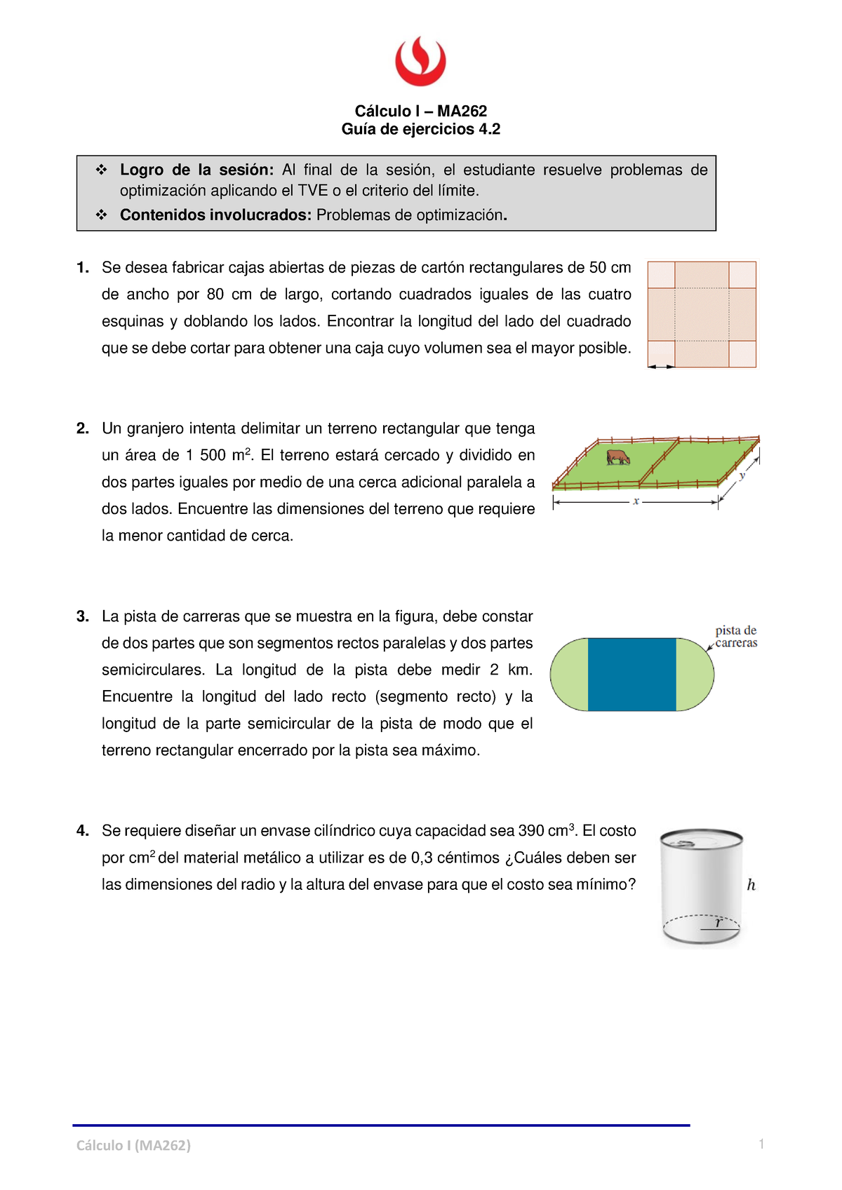 MA262 Gu A De Ejercicios 4 - Cálculo I (MA262) 1 Cálculo I – MA Guía De ...