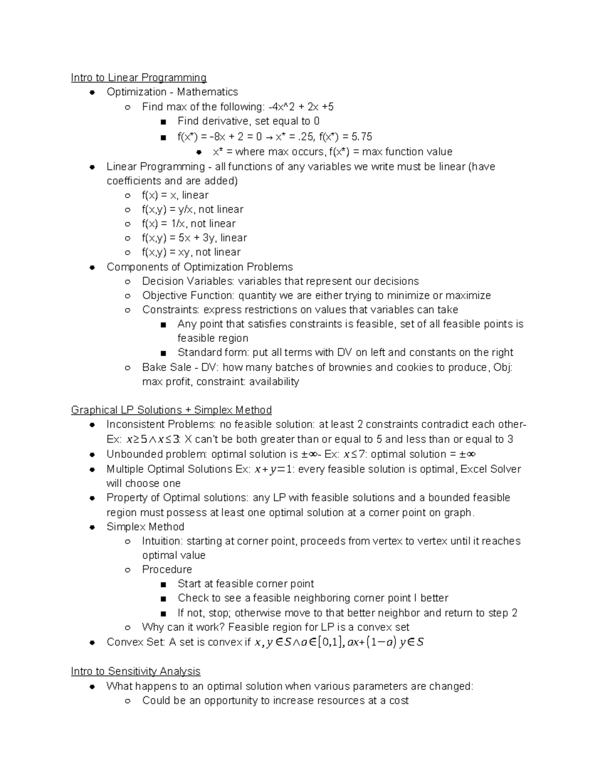DAT 220 Notes - Intro to Linear Programming Optimization - Mathematics ...