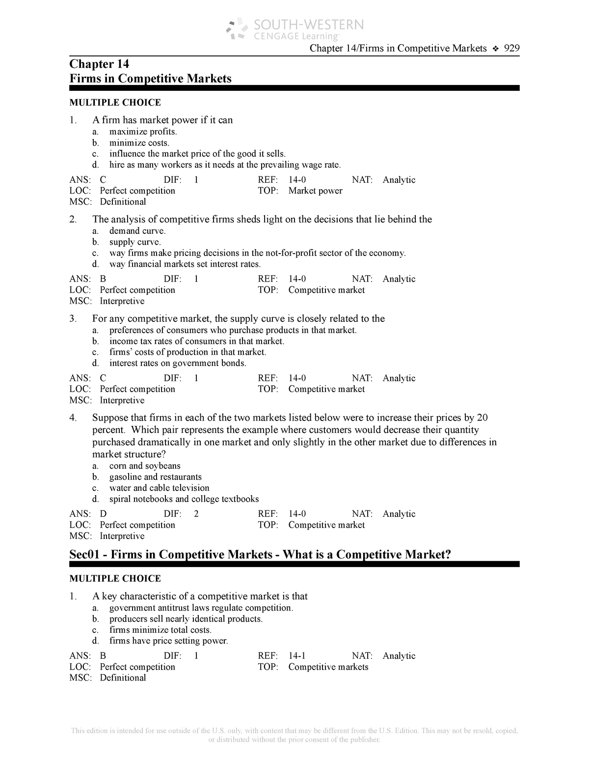 Perfect competition - practice questions - ECC1000 - Monash - Studocu