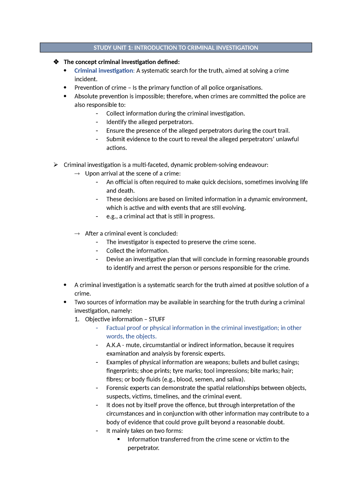 Krm Criminology Note Study Unit 1 Introduction To Criminal