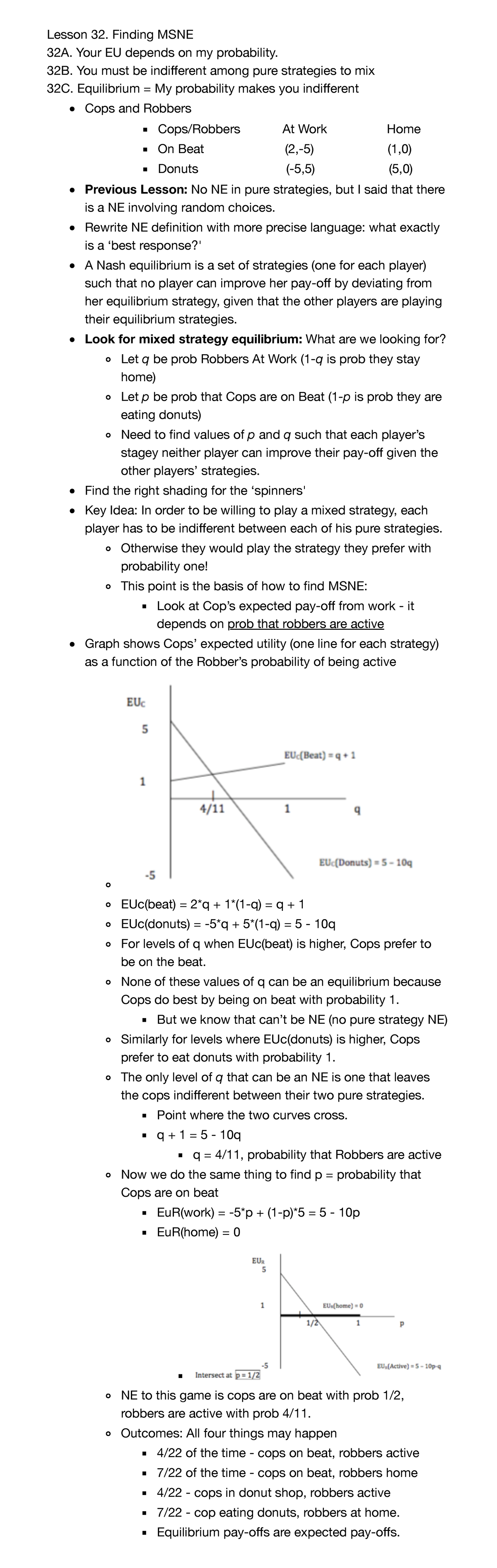 Unit 09- Lesson 32- Finding MSNE - Lesson 32. Finding MSNE 32A. Your EU ...