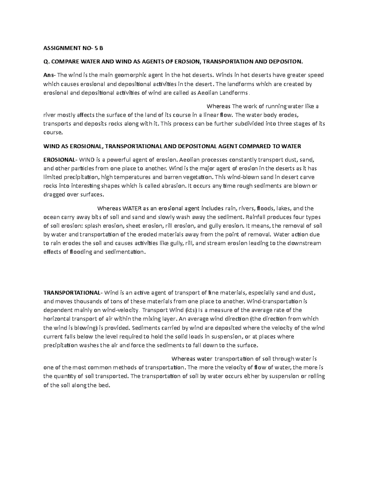 Assignment NO 5B - IT PROVIDES LECTURE NOTES FOR GEOGRAPHY STUDENTS ...