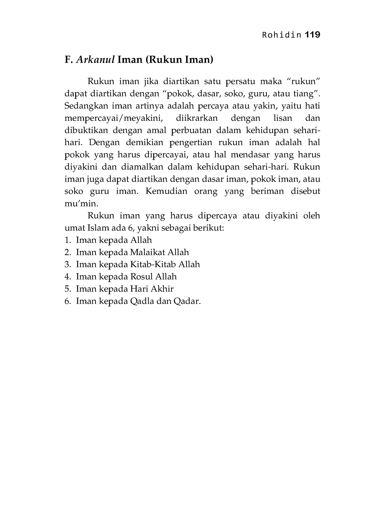 Pendidikan Agama Islam Sebuah Pengantar 44 - Rohidin 119 F. Arkanul ...