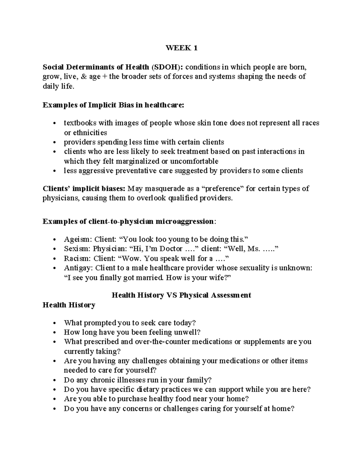 NR302 Study Guide - Summary Health Assessment I - WEEK 1 Social ...