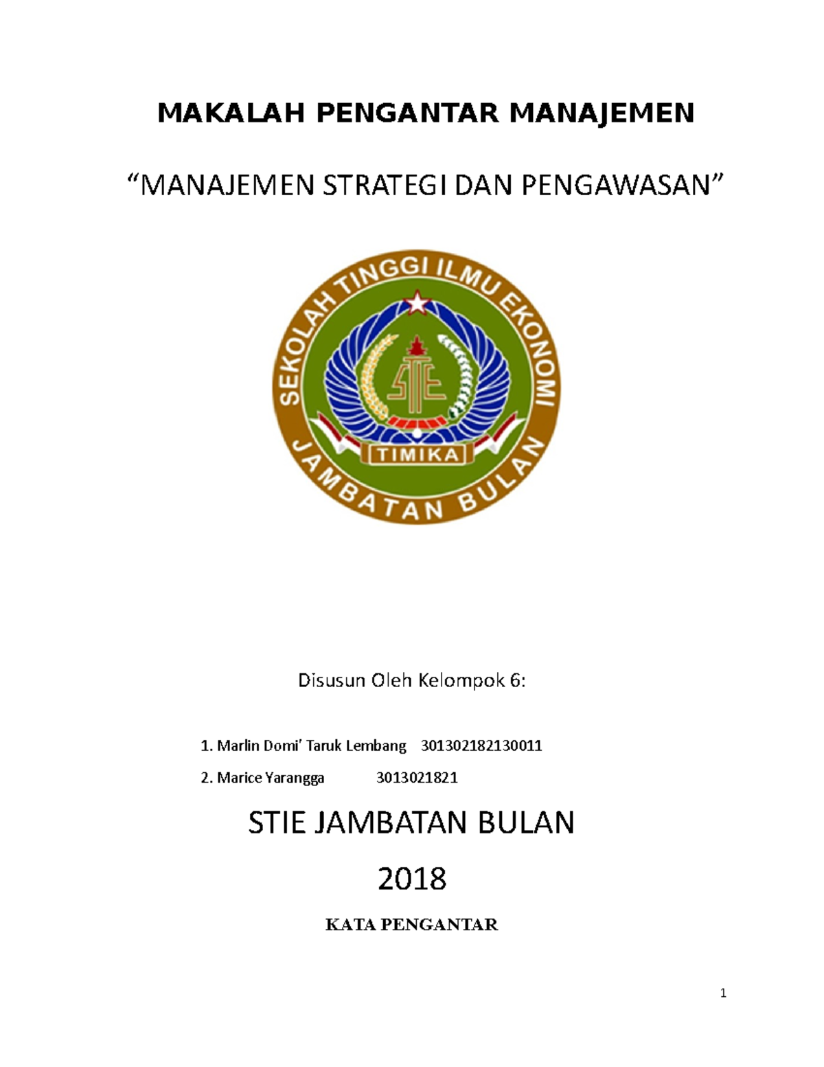 Makalah Manajemen Strategi Dan Pengawasa - MAKALAH PENGANTAR MANAJEMEN ...