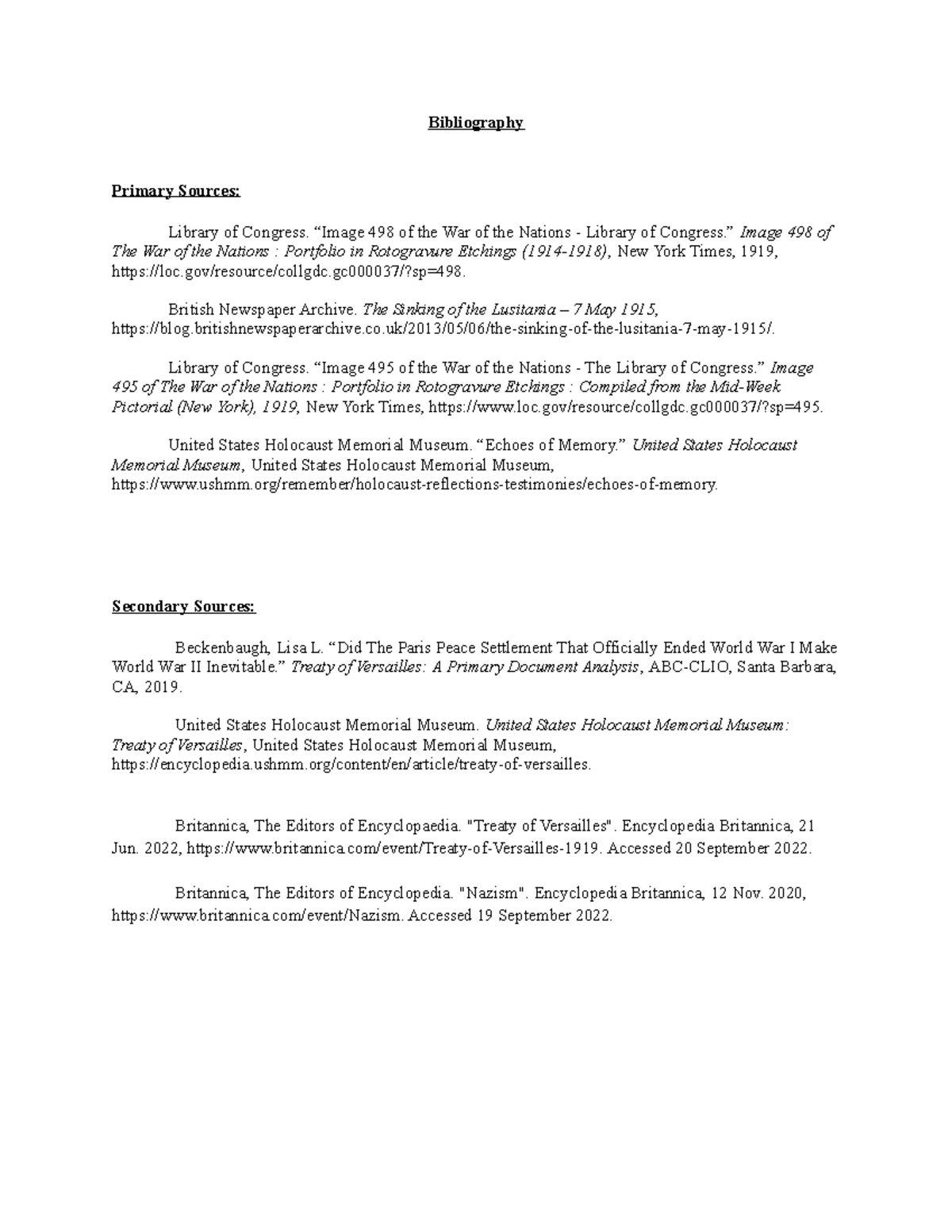 HC216 Bibliography - kjnnkknkn - Bibliography Primary Sources: Library ...