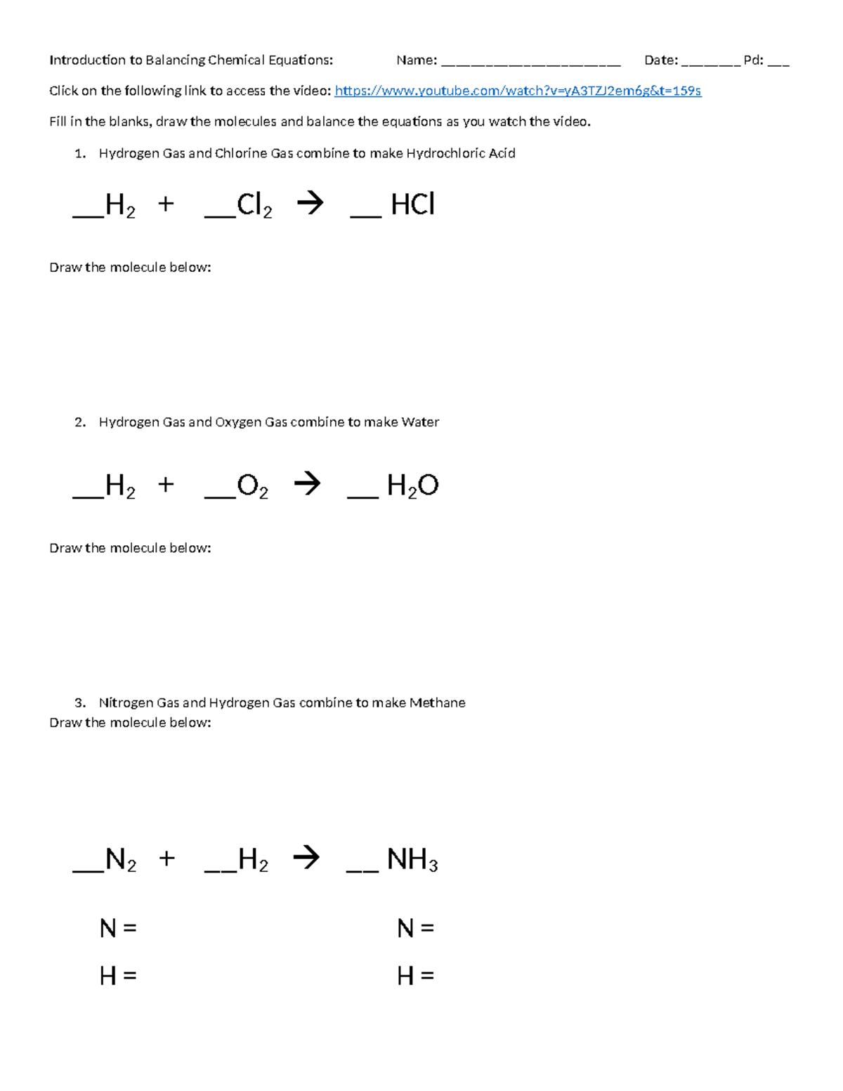 Bio medical science - Introduction to Balancing Chemical Equations ...