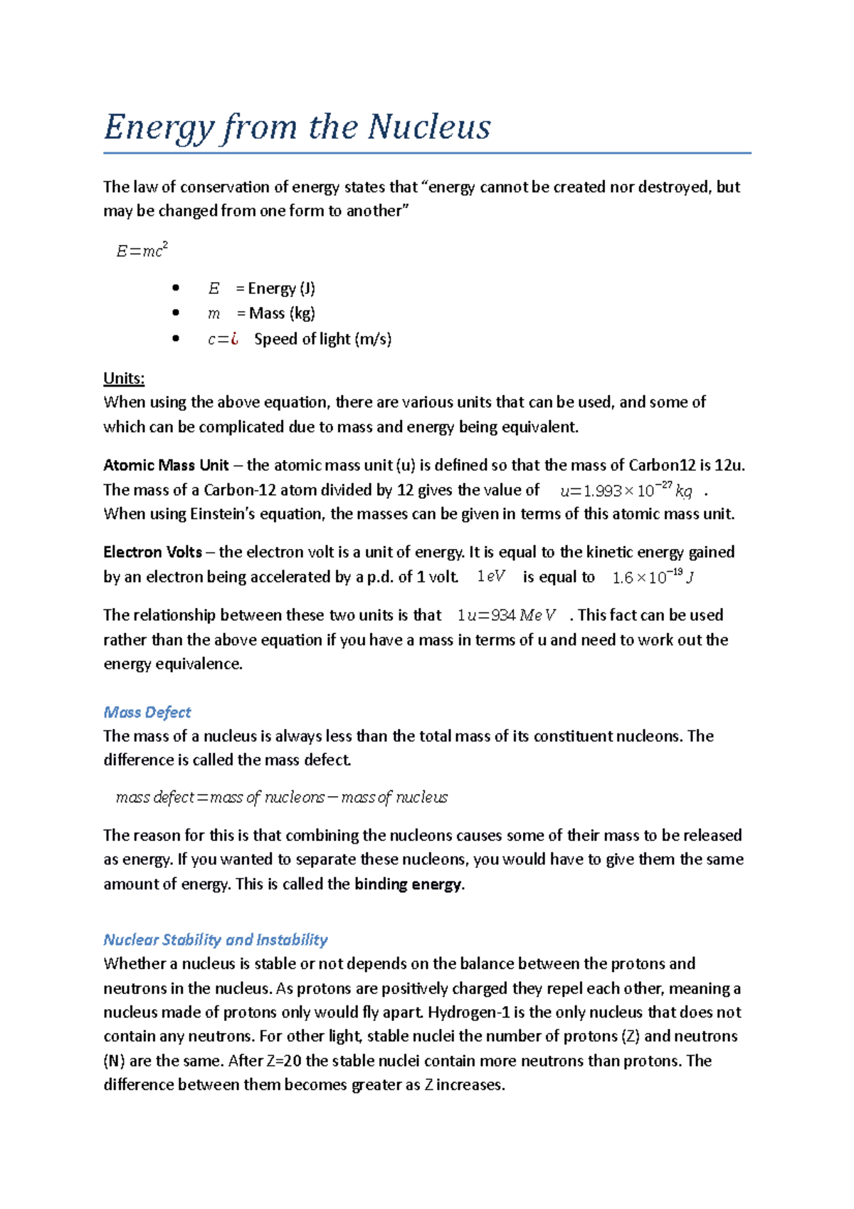 energy-from-the-nucleus-atomic-mass-unit-the-atomic-mass-unit-u