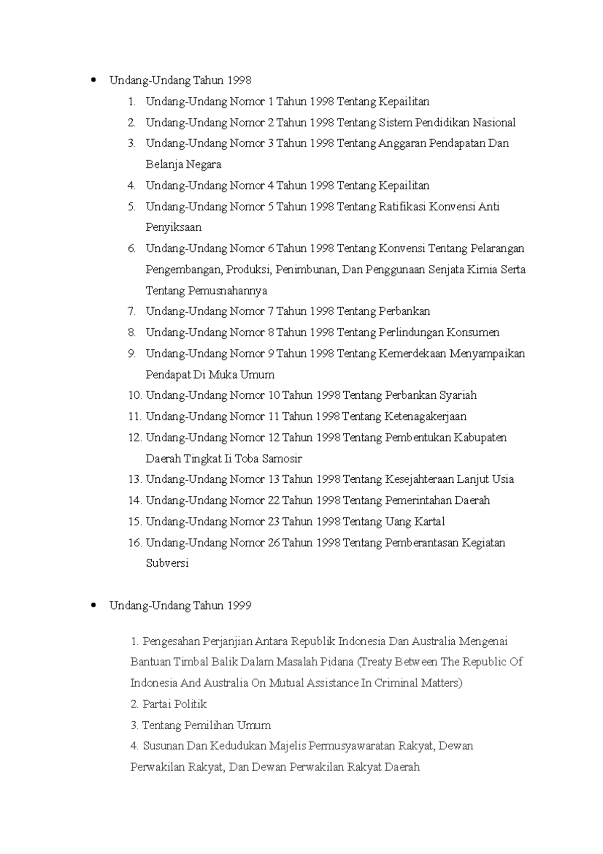 Undang 2 - Hukum - Undang-Undang Tahun 1998 1. Undang-Undang Nomor 1 ...