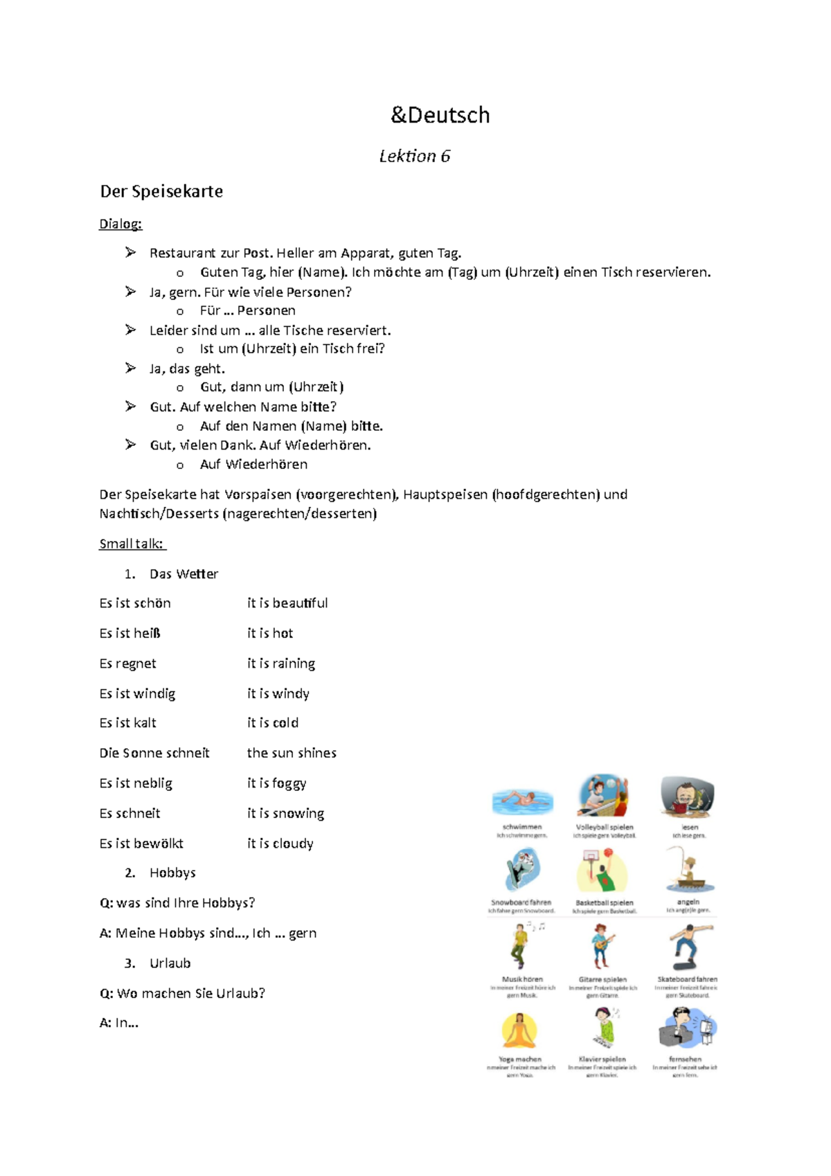 Deutsch lektion 6 bis 9 - Alleen notes van leerstof - &Deutsch Lektion ...