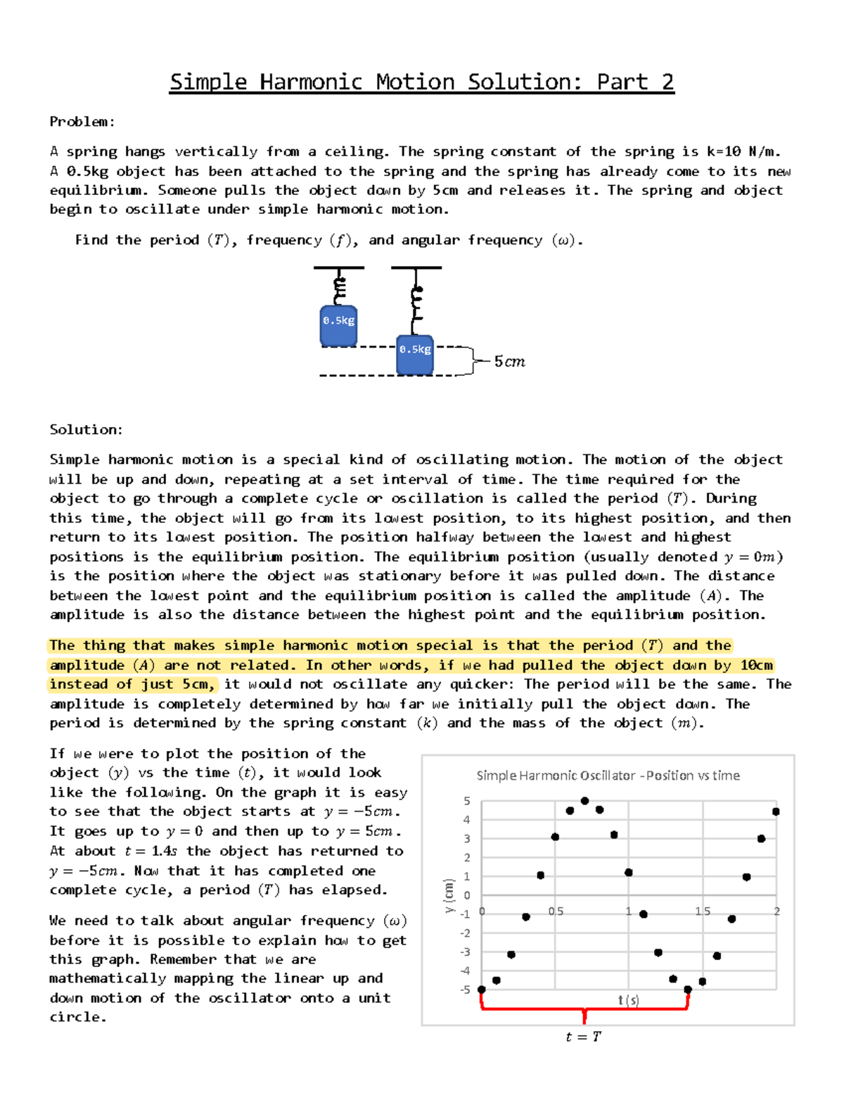 2 SHM.Solution.2 (1) final - Simple Harmonic Motion Solution: Part 2 ...