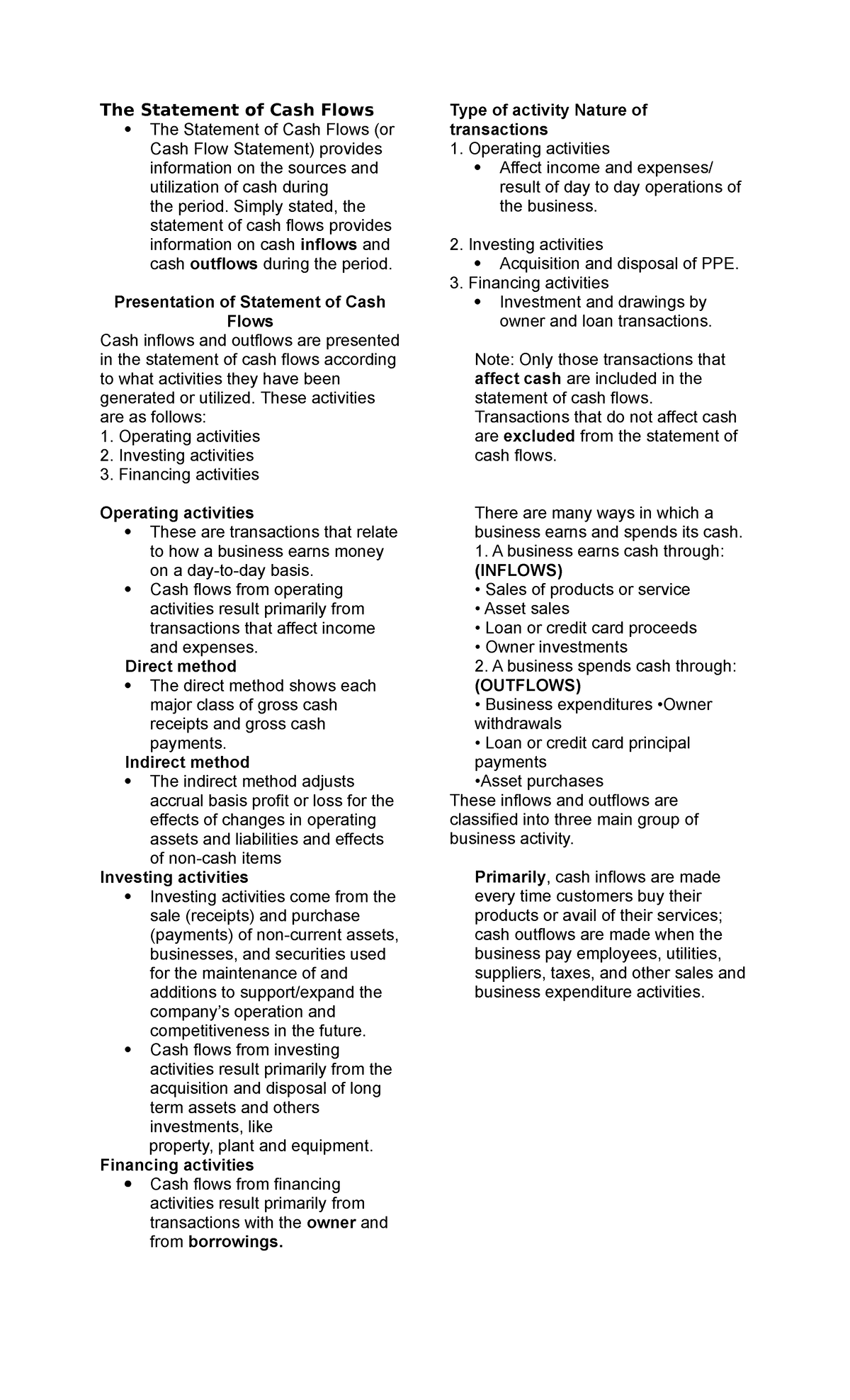 FABM 2 SCF Statement of Cash Flows - The Statement of Cash Flows The ...