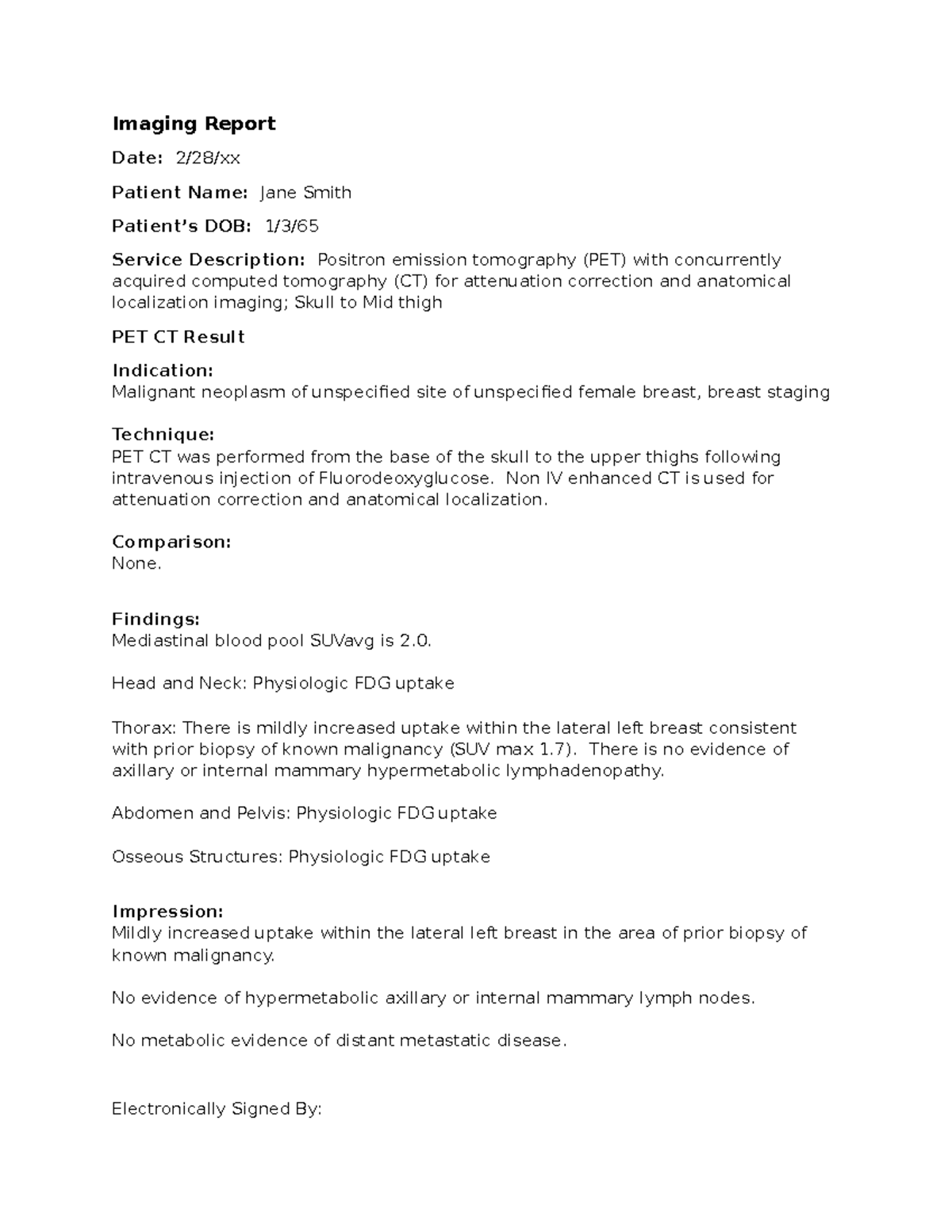 MCCG146 - Portfolio Project Imaging Report - Imaging Report Date: 2/28 ...