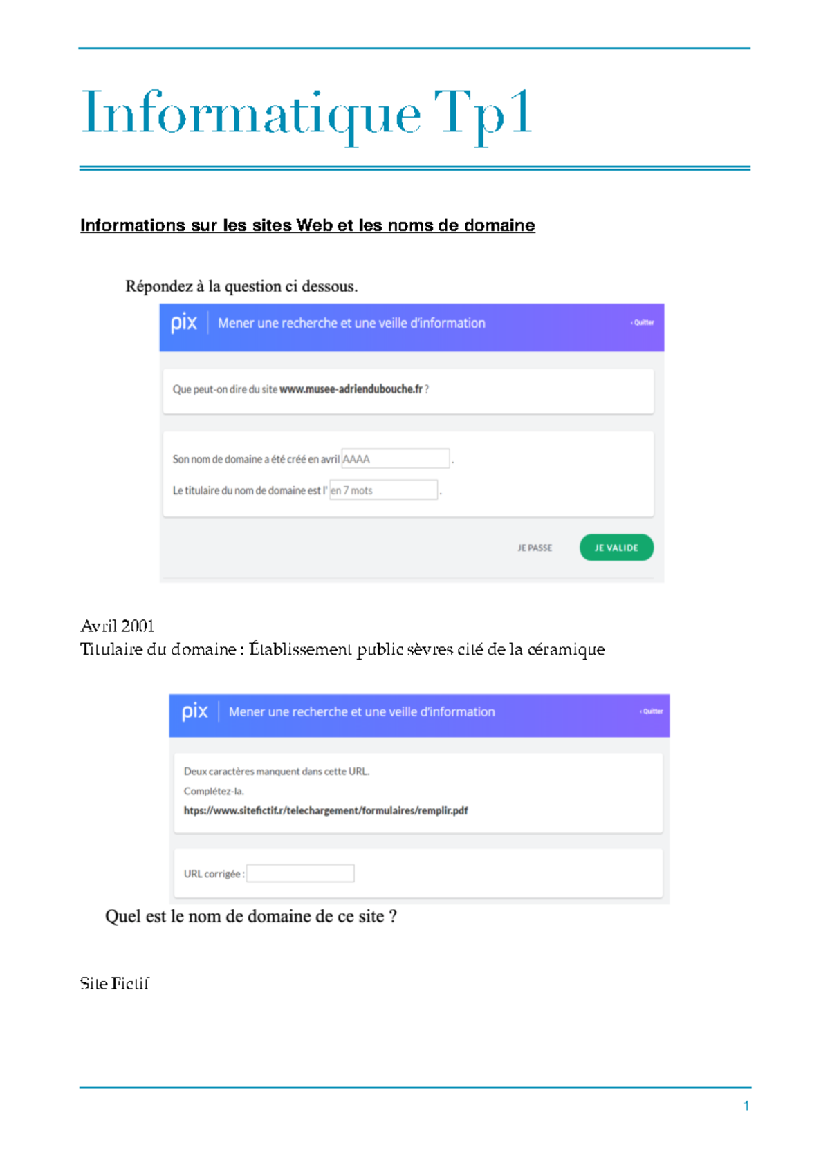 Info tp 1 - TP 1 L1 semestre 2 - Informatique Tp 1 Informations sur les ...