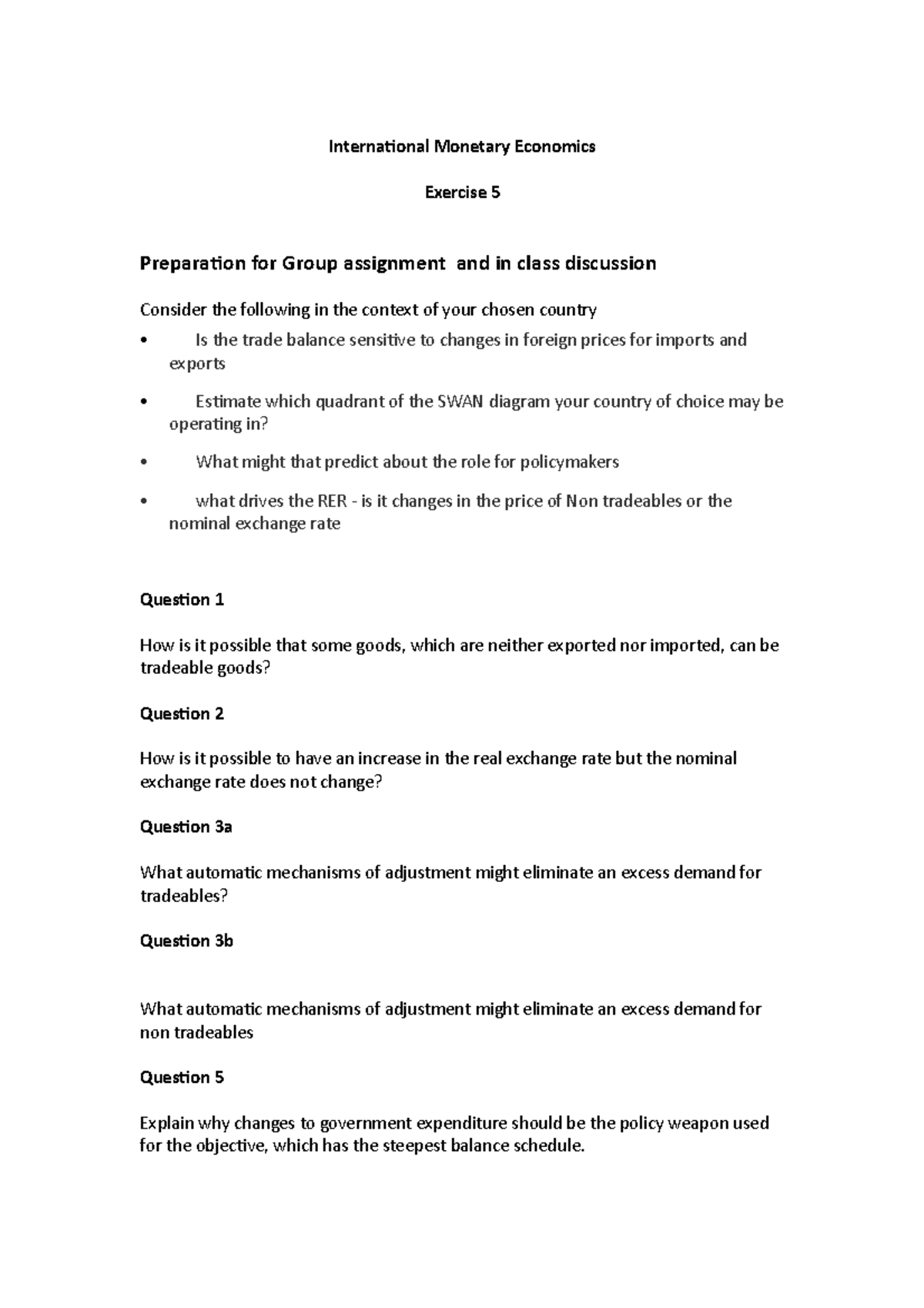 Week 5 Exercise - International Monetary Economics Exercise 5 ...