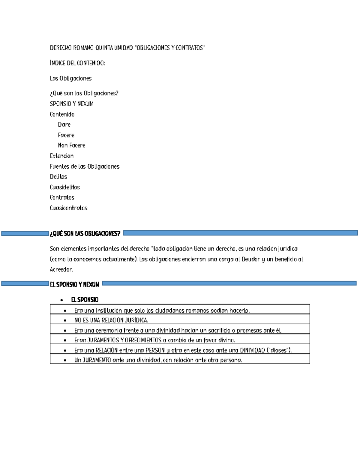 Contenido 5ta Unidad Derecho Romano Obligaciones Y Contratos Examen ...