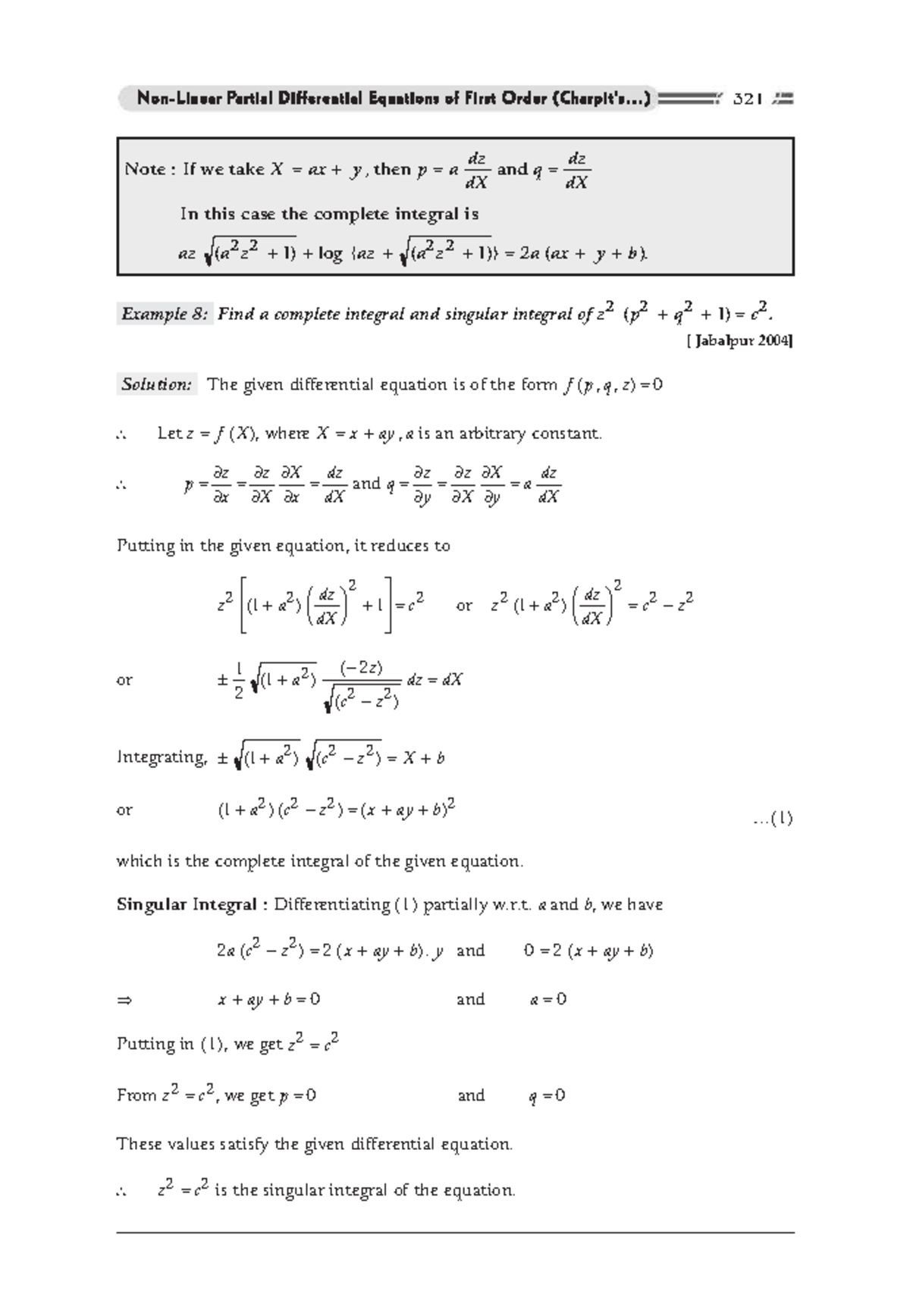 Differential equations-110 - Note : If we take X = ax + y, then p a dz ...