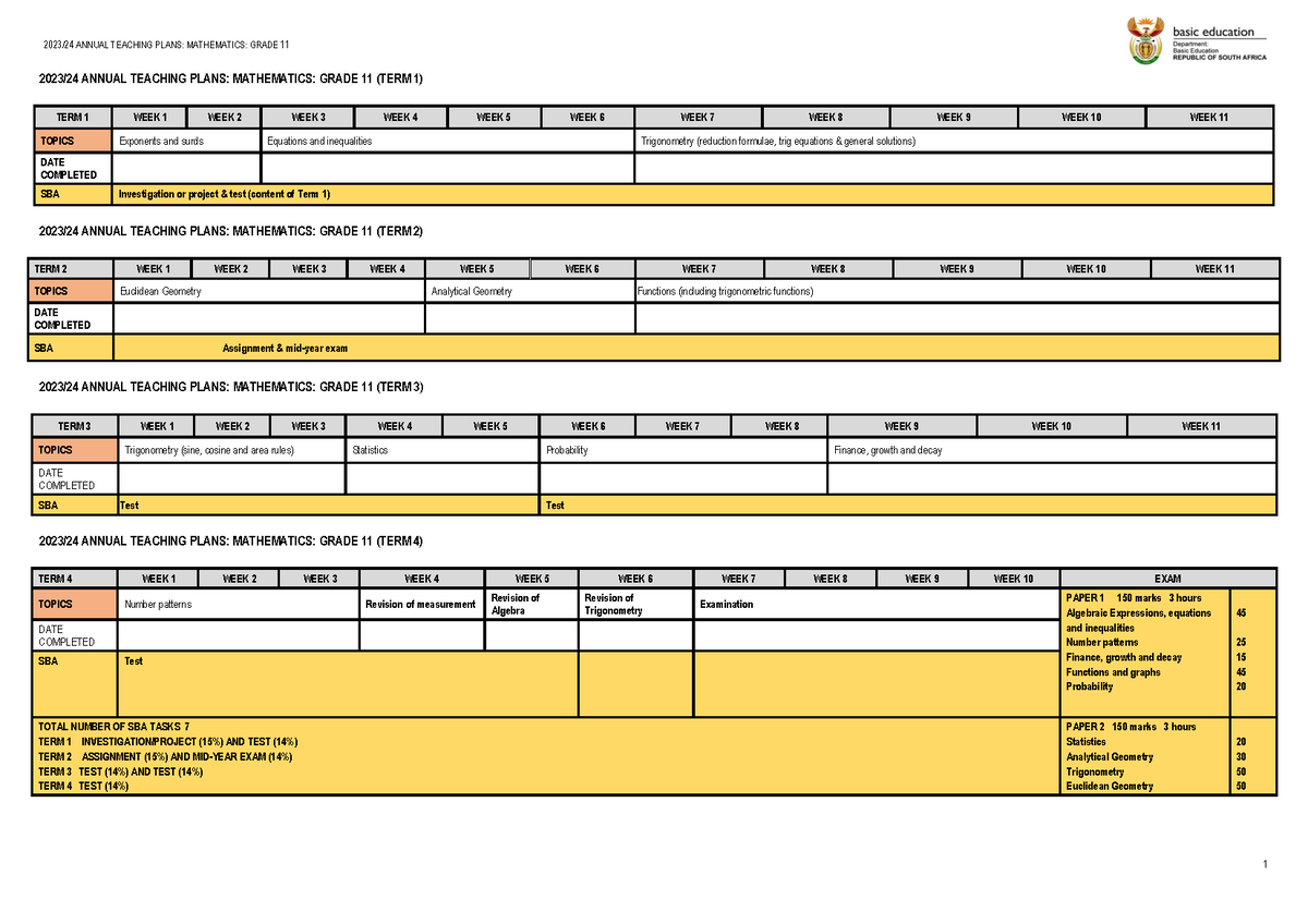 1.590 ATP 202324 Gr 11 Maths final 2023/24 ANNUAL TEACHING PLANS