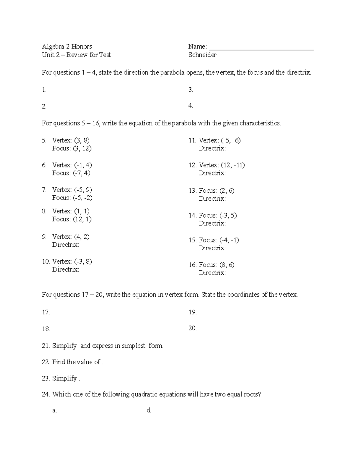 unit-2-review-algebra-2-honors-name