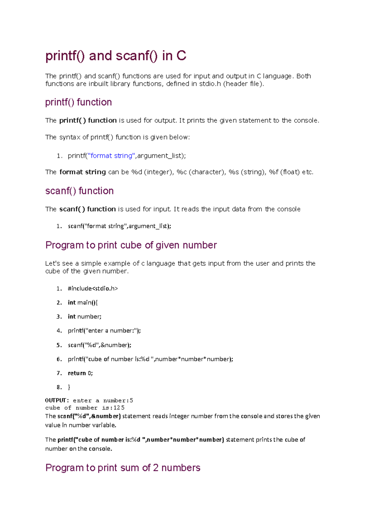 c-programming-notes-printf-and-scanf-in-c-the-printf-and-scanf