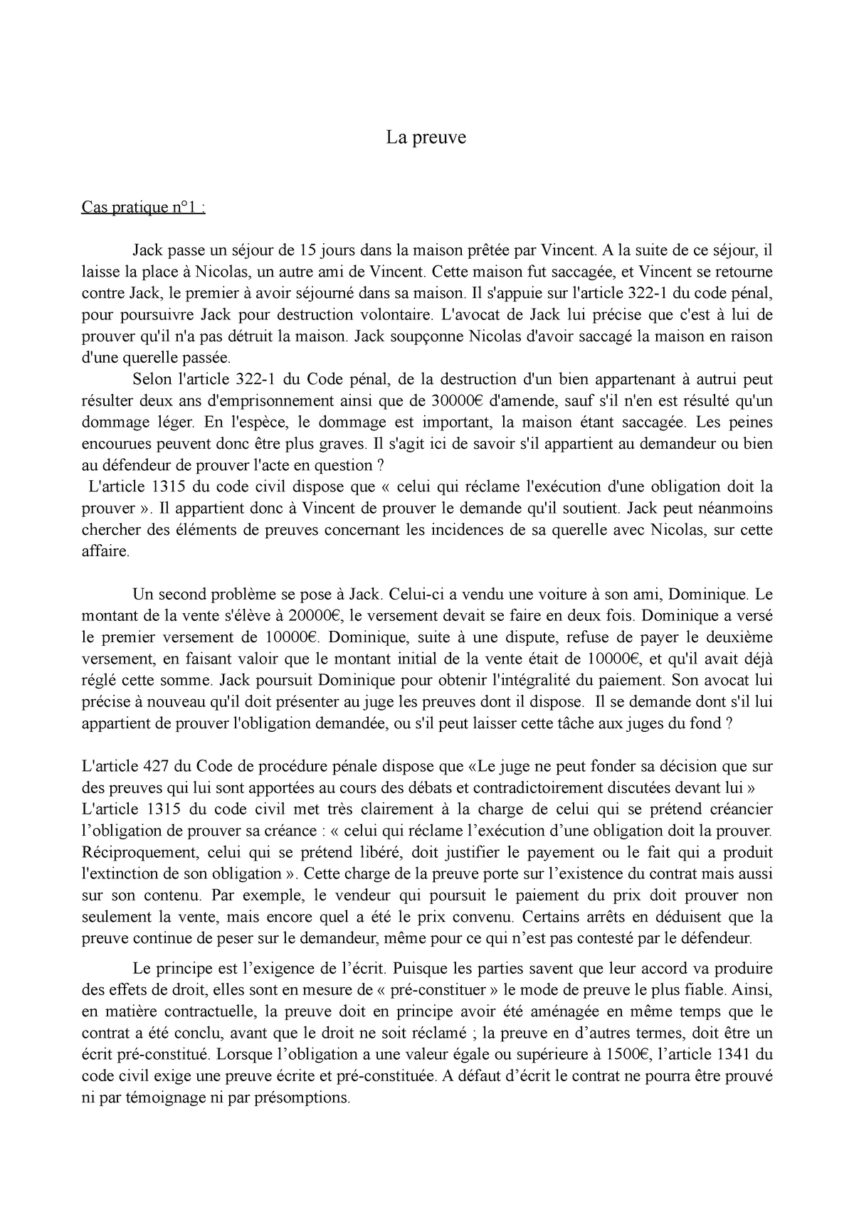 «La preuve par écrit d'un acte juridique» - Dissertation - meks29