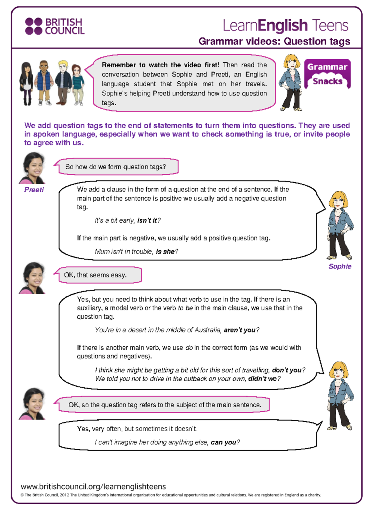 Gs question tags 0 - Tcctftfy - Grammar videos: Question tags We add ...