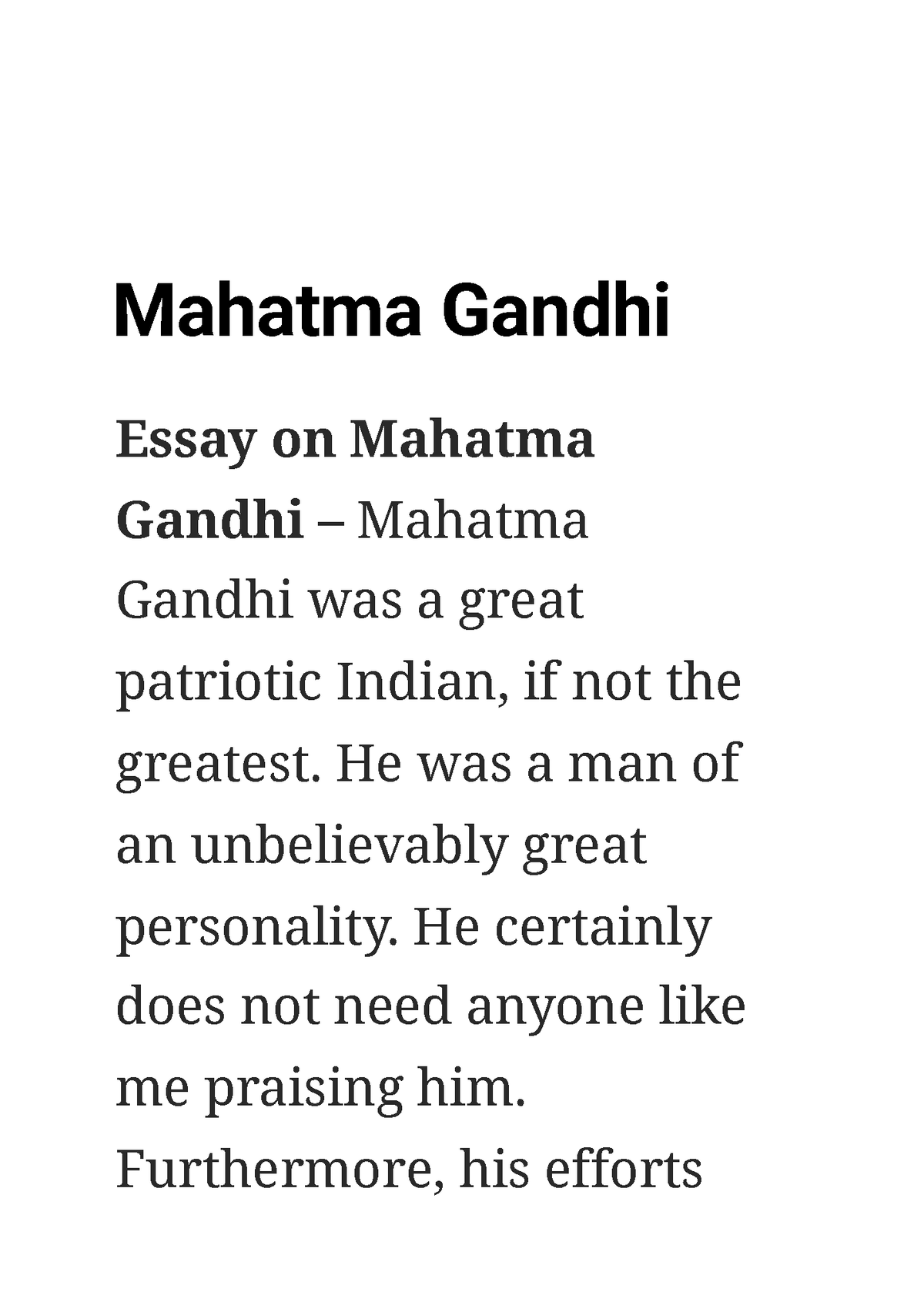 mahatma gandhi essay with heading