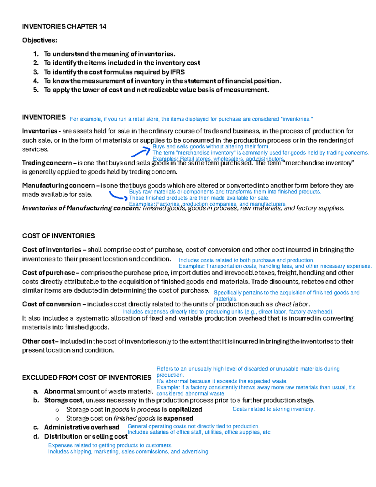 Inventories Chapter 14 CFAS - INVENTORIES CHAPTER 14 Objectives: 1. To ...