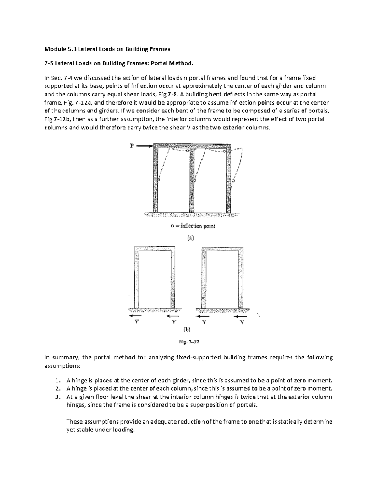 Module+5 - Lecture notes - Module 5 Lateral Loads on Building Frames 7 ...