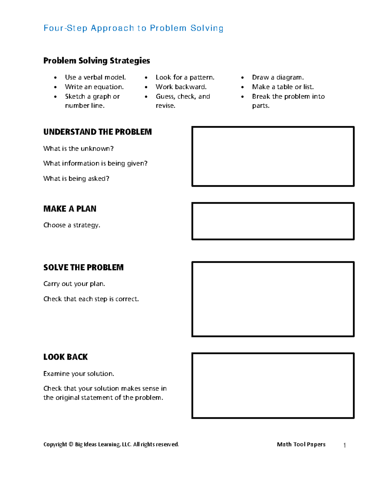 Four step - I am doing notes and need it - Copyright © Big Ideas ...