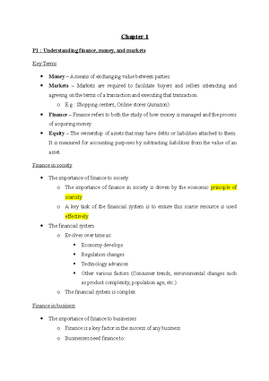 Final Exam Preparation - FIN111: Introductory Principles Of Finance ...