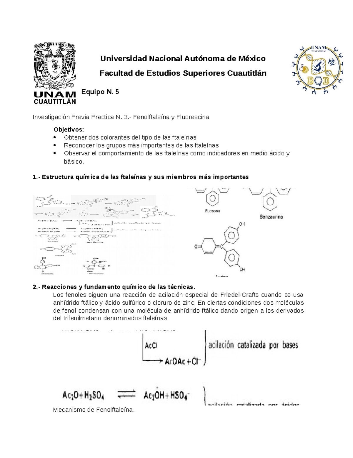 Fenolftaleína Y Fluoresceína - Universidad Nacional Autónoma De México ...