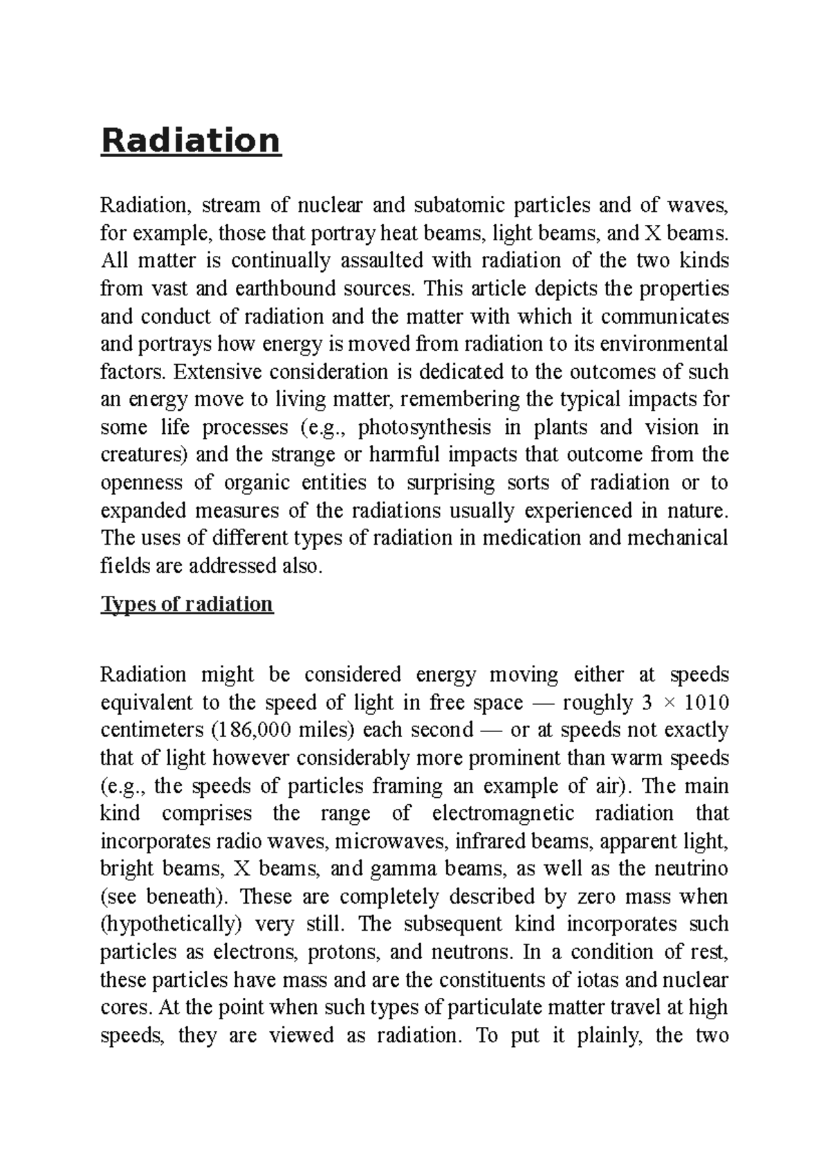 Radiation - Radiation Radiation, stream of nuclear and subatomic ...
